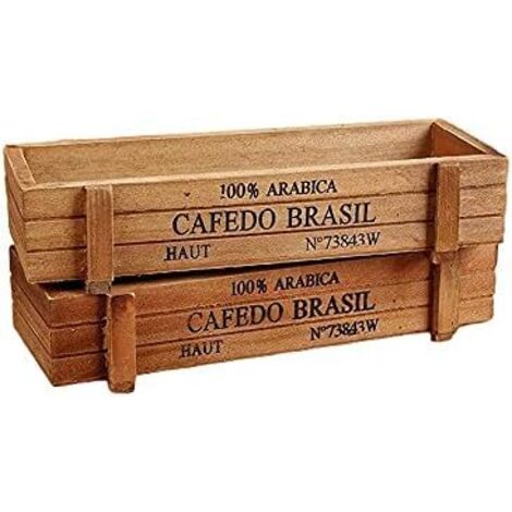 AIDUCHO Boîte À Pot De Fleurs En Bois, Fleur Lit Pot Rectangle, Lot De 2 Jardinières Rectangulaires Pour Plantes Succulentes Intérieur/Extérieur 22,5 X 8,4 X 4,1 Cm