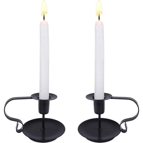AIDUCHO Bougeoirs Détenteur, Chandelier Vintage En Fer Forge Chamberstick Avec Poignée Pour Dîner Table Et Pièces Maîtresses Saint-Valentin, Noël, Halloween, La Décoration De Mariage, 2 Pièces