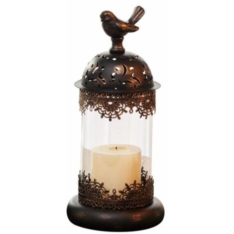 AIDUCHO Bougeoirs Pilier Vintage Bougeoir Ouragan En Fer Forgé Marocain Centre De Table Orné Pour Décorations De Manteau Cheminée, Bougeoirs Pour Table Salon Balcon Jardin