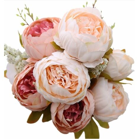 AIDUCHO Bouquet de fleurs de soie de pivoine artificielle vintage décoration de mariage à la maison