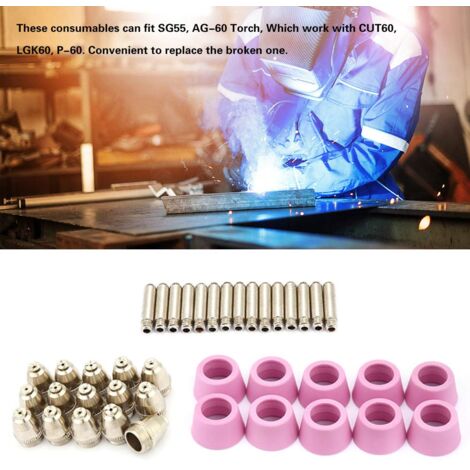 Lot De 45 Électrodes Pour Cutter Plasma P80 - 1,7mm Pointe 100A - Coupe Précise Acier, Inox, Alu