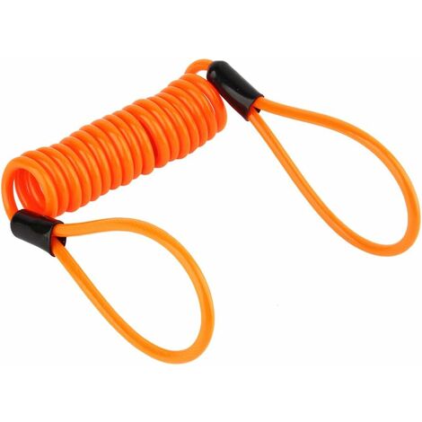 AIDUCHO Câble de Rappel d'Antivol, 3.5MM Câble de Sécurité Câble Cadenas à Disque, Alarme Rappel à Ressort de Verrouillage de Sécurité pour Moto Scooter Orange