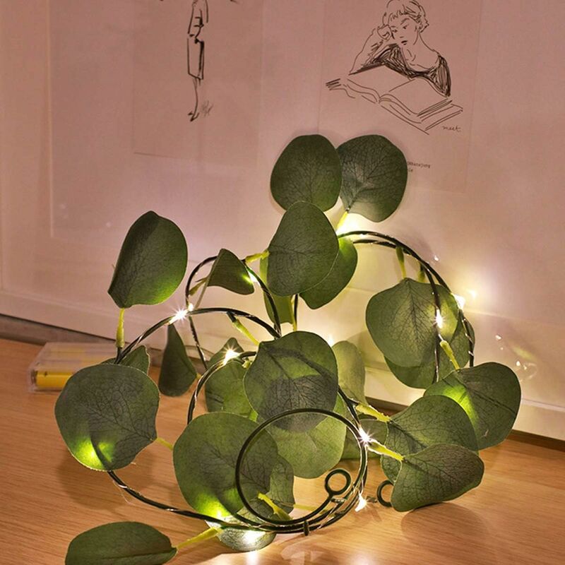 aiducho - chaîne lumières led plantes artificielles vert feuille de lierre, de vigne pour la maison décor mariage lampe bricolage suspendu jardin