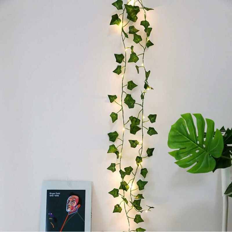 aiducho chaîne lumières led plantes artificielles vert feuille de lierre, de vigne pour la maison décor mariage lampe bricolage suspendu jardin cour