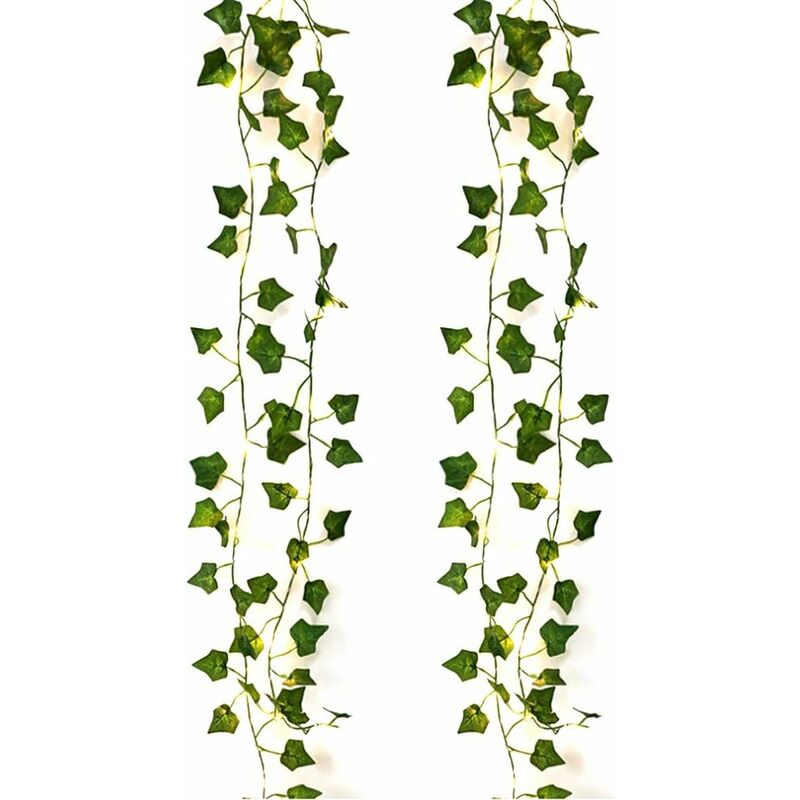 aiducho - chaîne lumières led plantes artificielles vert feuille de lierre, de vigne pour la maison décor mariage lampe bricolage suspendu jardin