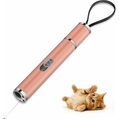 GUAZHUNIFR AIDUCHO Chat Usb Pointeur De Led, 3 En 1 Une Fonction, Mini Lampe De Poche + Lumière Rouge + Lumière Uv, Interactif Lumière De Commande, Outil De Formation Pour Chat Chien Chaser (Or Rose)