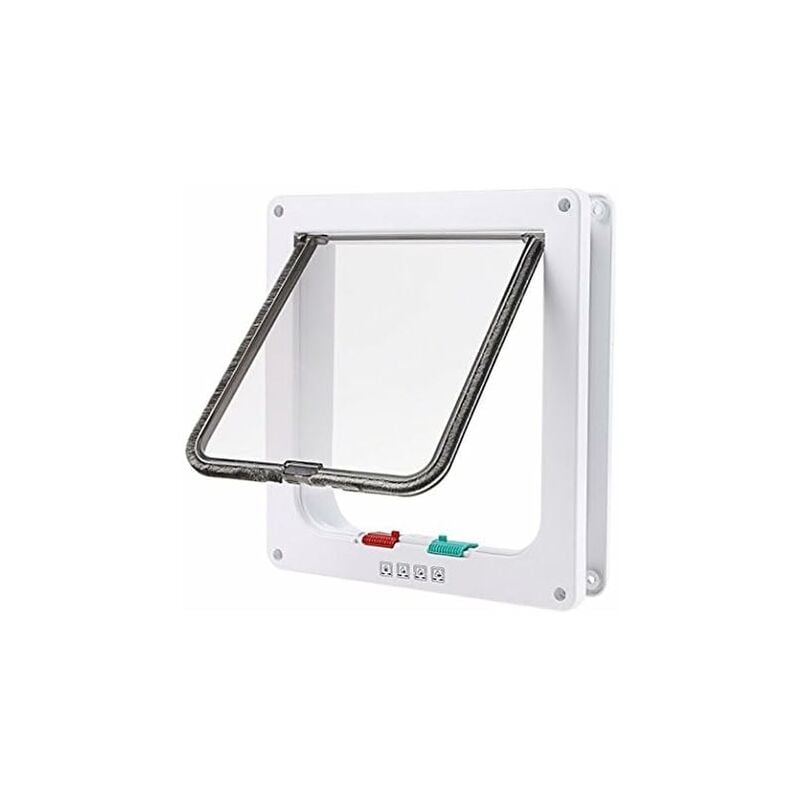 Aiducho - Chatière Porte à 4 Positions Cat Mate Grande Blanc Porte Verrouillable pour Chat ou Chien Facile à Installer(23cmx 25cmx 5.5cm)