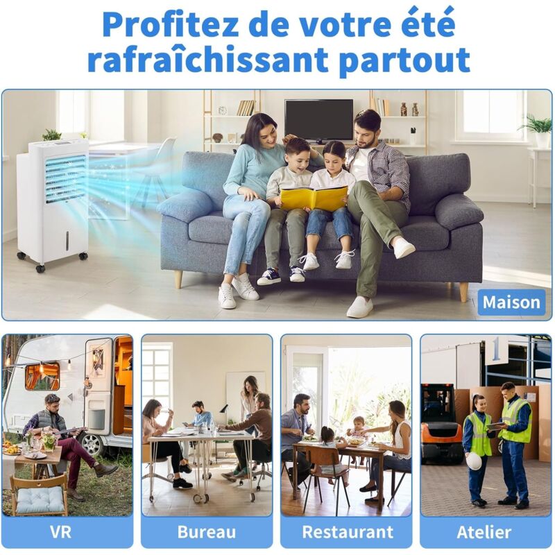 Aiducho - Climatiseur Mobile, Climatiseur D'air Mobile 4 En 1 Rafraichisseur D'air Par Evaporation Refroidisseur Portable,Réservoir D'eau De