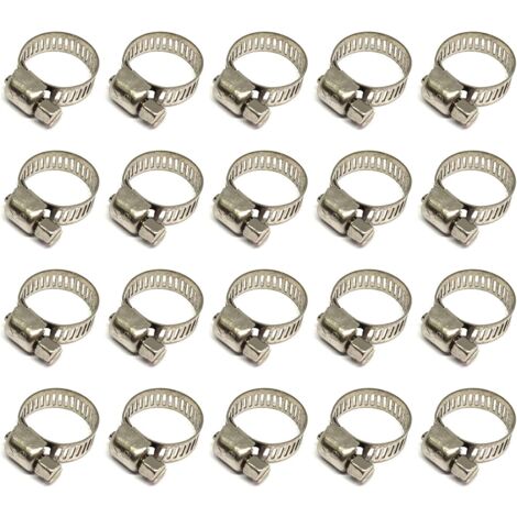 Aiducho – Collier de serrage tuyau réglable 10-16mm en acier inoxydable 304 – Lot de 20 pièces – Résistant à la corrosion pour tuyaux d'eau et gaz
