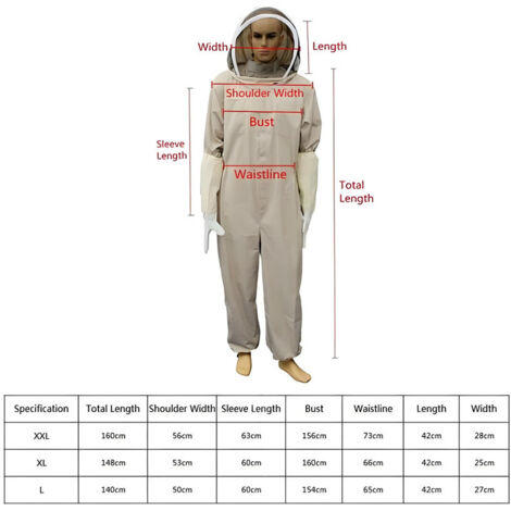 AIDUCHO Combinaison D'apiculteur, Costume D'apiculture Professionnelle avec Gants & Protection, Combinaison Apicole XXL pour Tout Le Corps, Anti Guêpes Équipement pour Apiculteurs