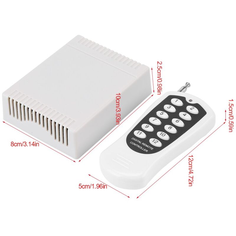 Commutateur rf sans Fil cc 12V Relais 12 Canaux Télécommande sans Fil rf Émetteur et Récepteur - Aiducho