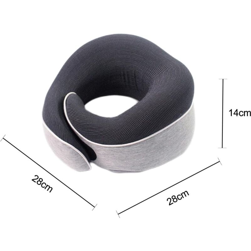 Coussin léger en Forme u en Mousse à mémoire Forme pour la Nuque Voiture - pour Dormir à 360° - Support Courbe intégré - pour Avion, Voiture, Train,