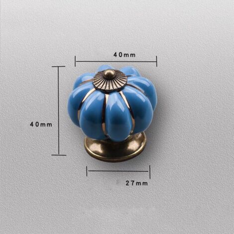 AIDUCHO Decor Lot De 1 Poignées De Tiroir Vintage En Céramique En Forme De Citrouille 40x40mm(Diamètre x Hauteur) - Bleu