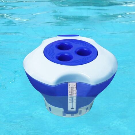 AIDUCHO Diffuseur de Chlore et Brome pour piscines Ø 17cm Distributeur Flottant avec thermomètre doseur Spa pataugeoire