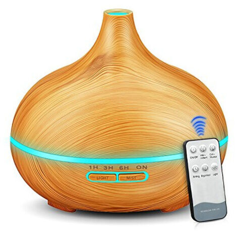 AIDUCHO Diffuseur D'huiles Essentielles 550ml , Humidificateur Ultrasonique Diffuseur Aromathérapie Electrique + 7 Couleurs Lumières Led, Arrêt Automatique, Pour La Maison, Parfum, Yoga, Spa