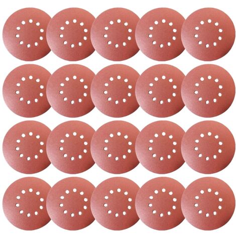 AIDUCHO Disque de Ponçage 35pcs Disques Abrasifs,Disques abrasifs Diamètre 225 mm Grain5XP60/80/100/120/180/240/320 10trous en rouge Papier abrasif pour construction a sec(35pcs)