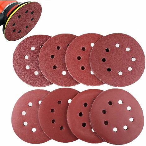 AIDUCHO Disque de Ponçage, Lot de 80 Papier de Verre à Fixation en Nylonpour Ponceuse Excentrique Ø 125 mm Disques Abrasifs de 40/60/80/120/180/240/320/400 (10 disques par taille de grain)