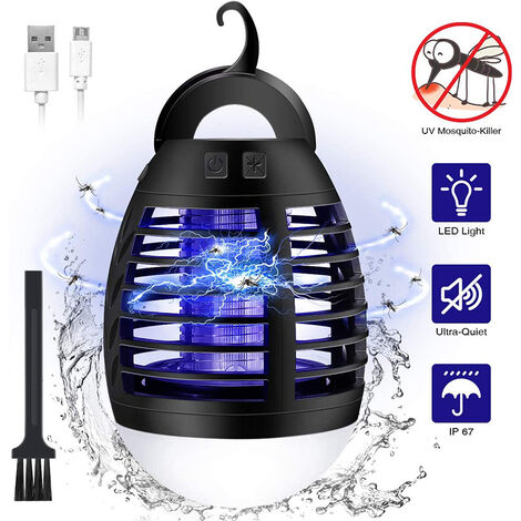 AIDUCHO Eclairage d'extérieur - Lampe Anti Moustique, 2 dans 1 Lanterne Camping Tente LED Lampe Piège à Moustiques, Etanche avec 2200mAh Batterie Rechargeable pour Camping