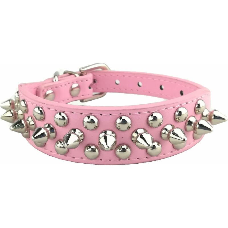 Légant Collier de Chien Punk Collier de Chien Clouté Collier de Chien pour Chiens(Rose-M) - Aiducho
