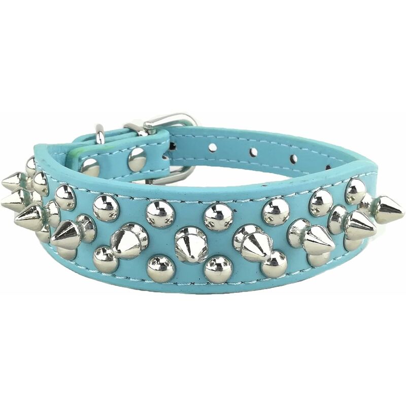Légant Collier de Chien Punk Collier de Chien Clouté Collier de Chien pour Chiens(Bleu-S) - Aiducho