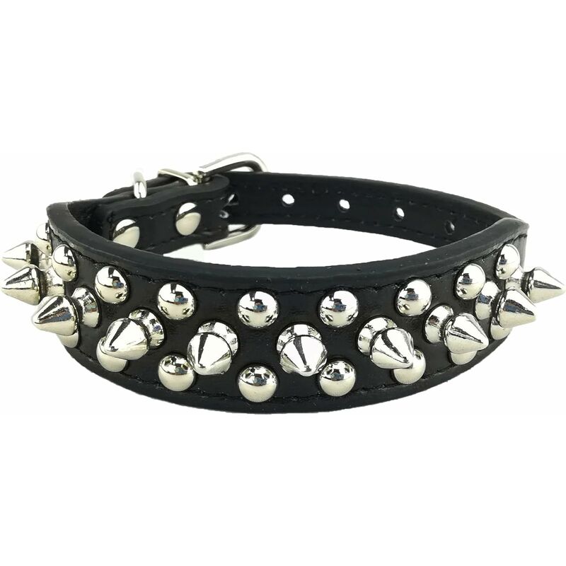 AIDUCHO Élégant Collier de Chien Punk Collier de Chien Clouté Collier de Chien pour Chiens(Noir-L)