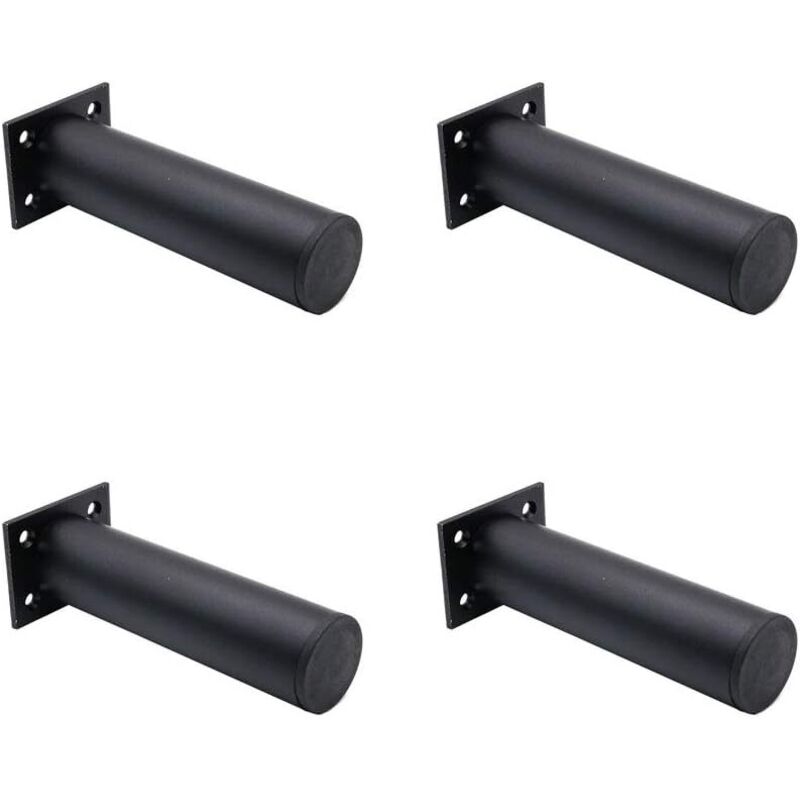 Aiducho - 4 Pieds De Meubles Réglables Noir Mat , En Alliage D'aluminium 38x150 Mm, Pieds De Support De Table Basse De Meuble Tv, Pied De Support De