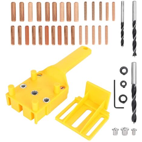 AIDUCHO Ensemble de guides de perçage de localisateur de poinçon de 41 pièces, ensemble de chevilles à bois pour le travail du bois Jaune