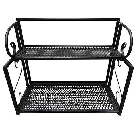 Aiducho – Etagère de rangement pour douche à 2 niveaux – Fer noir durable – Dimensions 40 x 32 cm – Installation facile sans outil