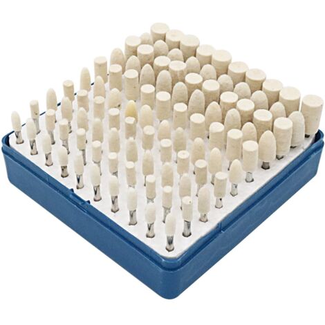 AIDUCHO Feutre de laine monté polissage Buff Roues Embouts Cône Vernis Ensemble de meulage Accessoires de fixation pour Dremel outils rotatifs 3 mm Tige 100 pcs