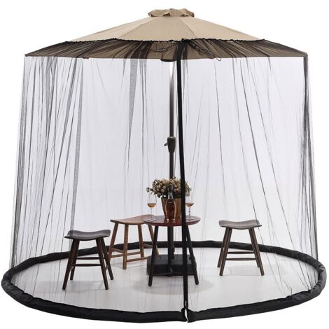 AIDUCHO Filet moustiquaire pour parasol, 23x30cm écran en maille pour la canopée de parasol de terrasse, 7FT-12FT pour parasol de terrasse extérieur avec filet en polyester, base remplissable
