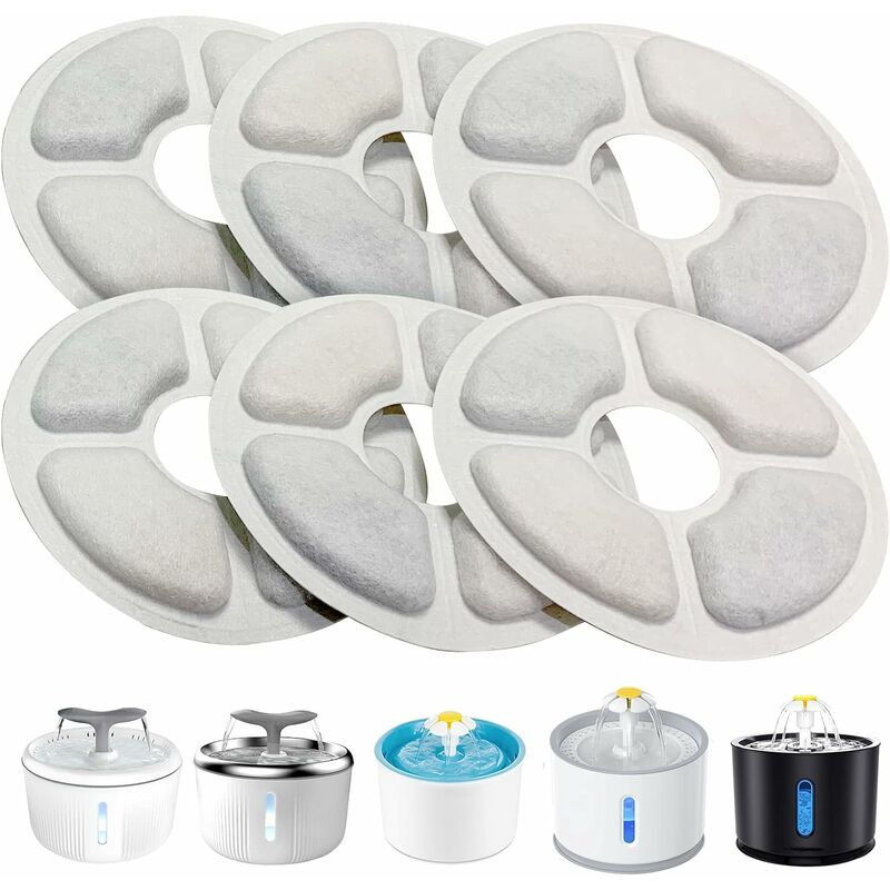 Aiducho - Filtre Fontaine eau Chat, Filtre de Fontaine Triple Action 6 pcs pour Remplacement de la Fontaine de Chat avec Résine échangeuse d'ions,
