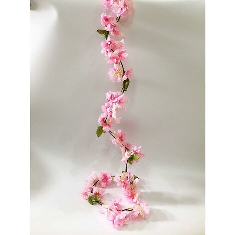 AIDUCHO Fleurs de cerisier artificielles vigne suspendues plantes Faux Sakura guirlande fausse couronne de cerisier oriental fleur artificielle 5,8 pi - rose clair