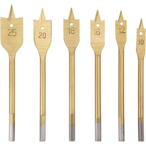 AIDUCHO Forets À Bêche Pour Pagaie En Bois Mèche Plate 10 12 16 18 20 25 Mm Tige Hexagonale Pour Le Travail Du Bois Bricolage Outil De Coupe, Acier Rapide 6 En 1 Ensemble