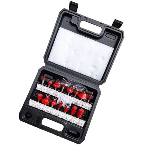 AIDUCHO Fraises Defonceuse 6.35mm. Coffret De 15 Fraises À Rainurer Droites, Fraise De Rainure Set Cutter En Bois De Coupe Outil De Travail Du Bois(Boîtier En Plastique)