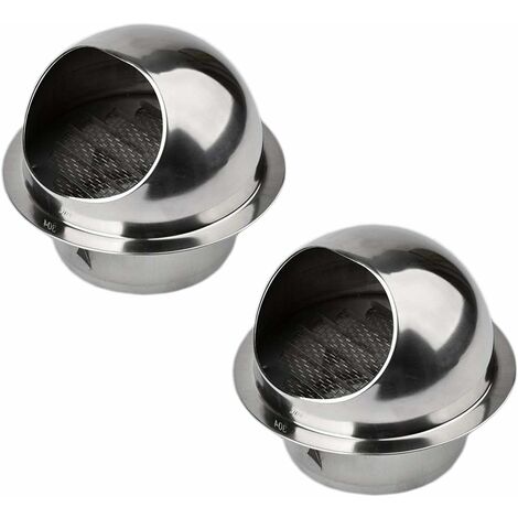 AIDUCHO Grille d'Aération Ronde Grille Ventilation Hotte, Conduit Aérateur d'Air Grille de Ventilation en Acier Inoxydable avec Filet Anti-insectes, 100mm (2 Pcs)