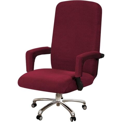 AIDUCHO Housse De Chaise De Bureau Avec Accoudoirs En Lycra Jacquard Antidérapant Souple Et Extensible Lavable En Machine, Polyester, (Large, Rouge Bordeaux)