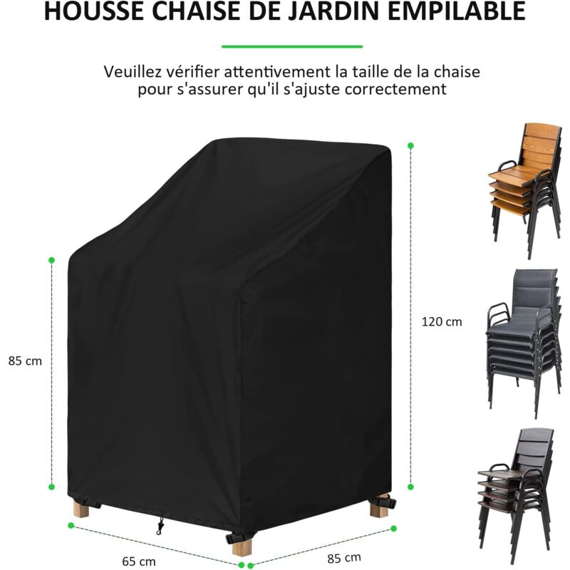 Housse de Chaise de Jardin Exterieur Empilable, Bâche de Protection Fauteuil de Jardin, 420D Oxford Imperméable Étanche Housse Chaise pour 6 Chaises
