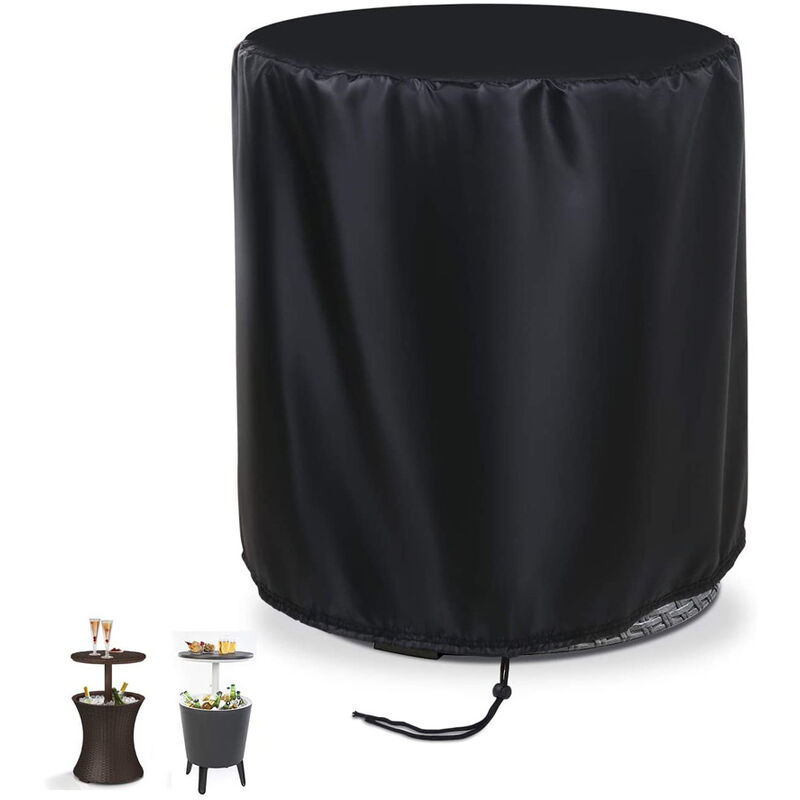 Housse de protection pour table de bar - Imperméable et coupe-vent - Pour seau à glace de jardin, terrasse, petite table ronde - Noir (52 x 58 cm)
