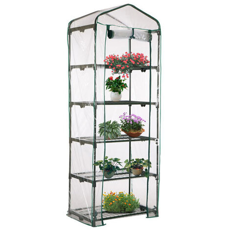 AIDUCHO Housse de serre à 5 étages en PVC - Housse de rechange pour mini serre de jardin pour intérieur ou extérieur (support en fer non inclus)