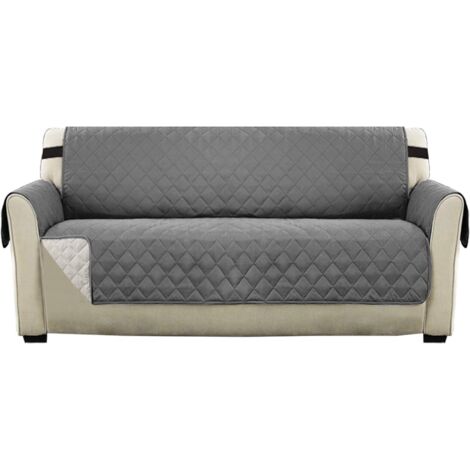 AIDUCHO Housses De Canapé Housse De Protection De Meubles Matelassée Réversible, Housses De Canapé Pour Canapé 3 Places Avec Sangle Élastique De 2 ", Housse De Canapé 3 Places Lavable En Machine (Gris