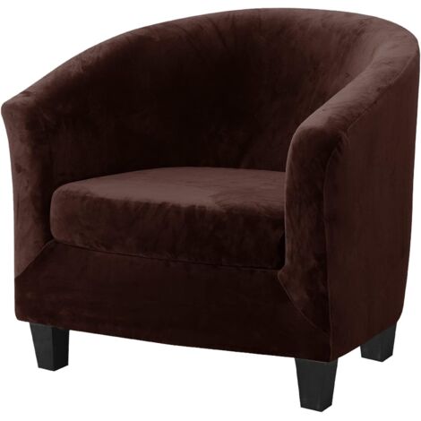 AIDUCHO Housses De Chaise De Baignoire 2 Pièces, Housse De Fauteuil En Velours Extensible 2 En 1 Avec Housse De Coussin, Chaises Baquets Club Antidérapantes (Café Amélioré, Velours)