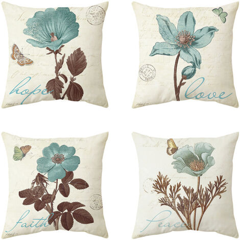 AIDUCHO Housses De Coussin Décoratives D'extérieur 45x45 Cm Housses De Coussin Imperméables Coussins D'extérieur Papillon Patio Jardin Fleur Taies D'oreiller Pour Banc Canapé Décoration D'intérieur Lo