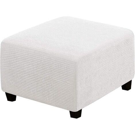 AIDUCHO Housses Extensibles, Housses De Protection Carrées En Tissu Élasthanne Pour Tabouret De Rangement, Repose-Pieds, Avec Élastique En Bas, Pour Meubles (Blanc)