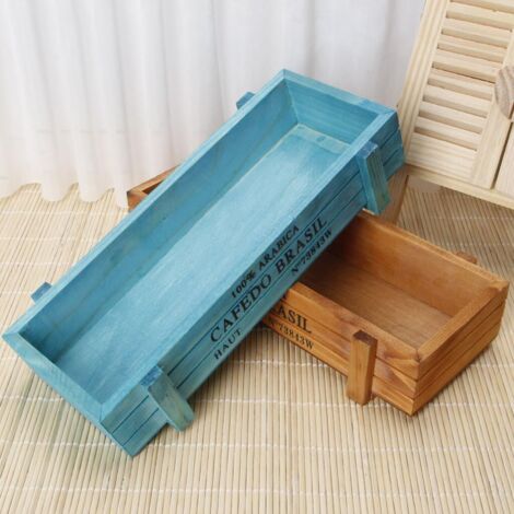 AIDUCHO Jardiniere Bois,2pcs Jardinière Rectangulaire En Bois Naturel Pour Jardinière De Plantes Succulentes En Bois D'intérieur Extérieure De Pot De Jardin