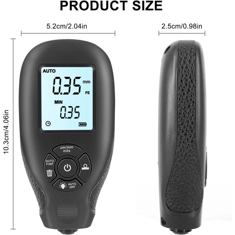 Aiducho - Jauge D'épaisseur De Film De Revêtement De Voiture 0 2000 Um Compteur De Revêtement Numérique Avec Écran Lcd Testeur De Films De Peinture