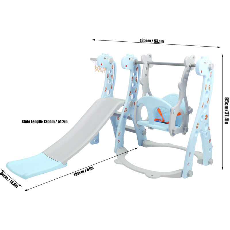 Aiducho - Jeu de BalançOire avec Panier de Basket-Ball pour Enfants, à L'ExtéRieur Et à L'IntéRieur, Jeu de Toboggan pour Enfants, Bleu