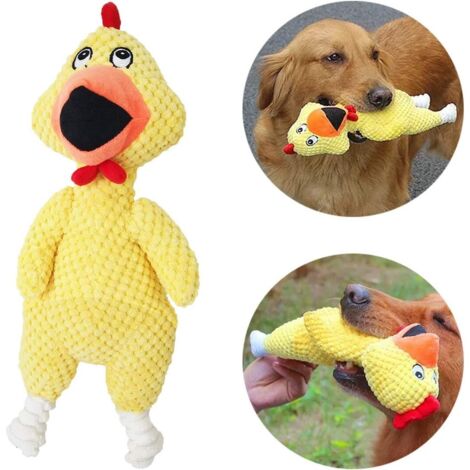 AIDUCHO Jouet Chien Jouet ,Chien Peluch,Jouet En Peluche Pour Chien En Velours Côtelé Durable Avec Mécanisme De Bruit En Plastique Couineur En Forme De Poulet