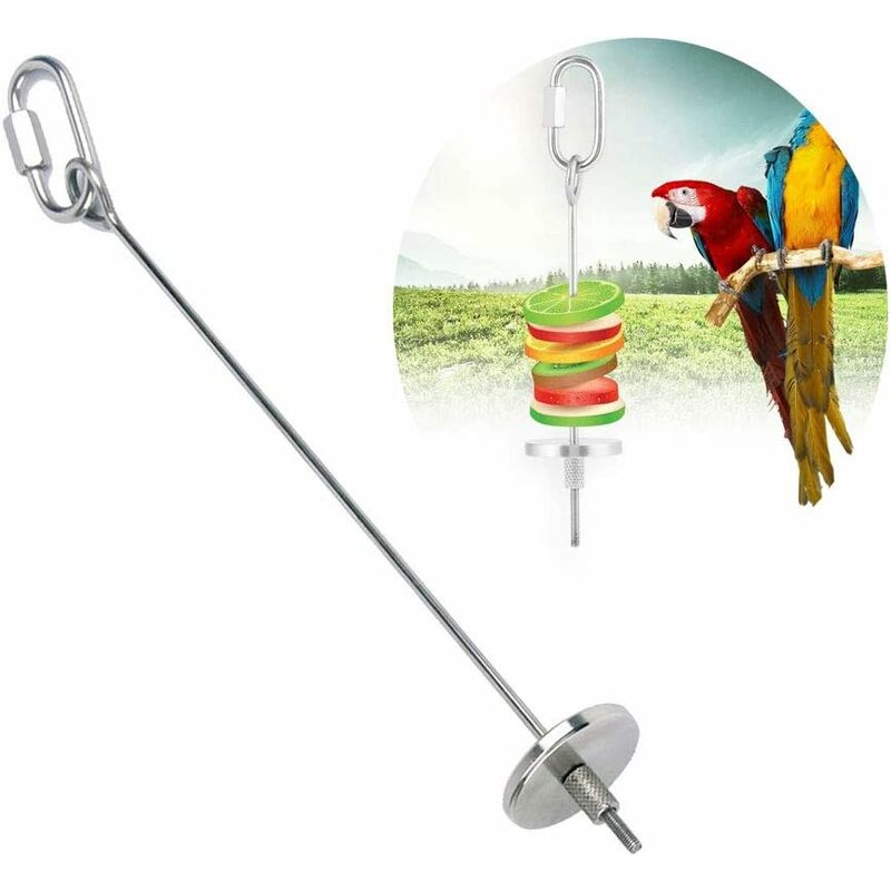 AIDUCHO Jouet Perroquet Brochette Acier Inoxydable Perroquet Porte-Fruits Brochette de Perroquet Perroquet Cage Foraging Toy pour Cages à Perruches,