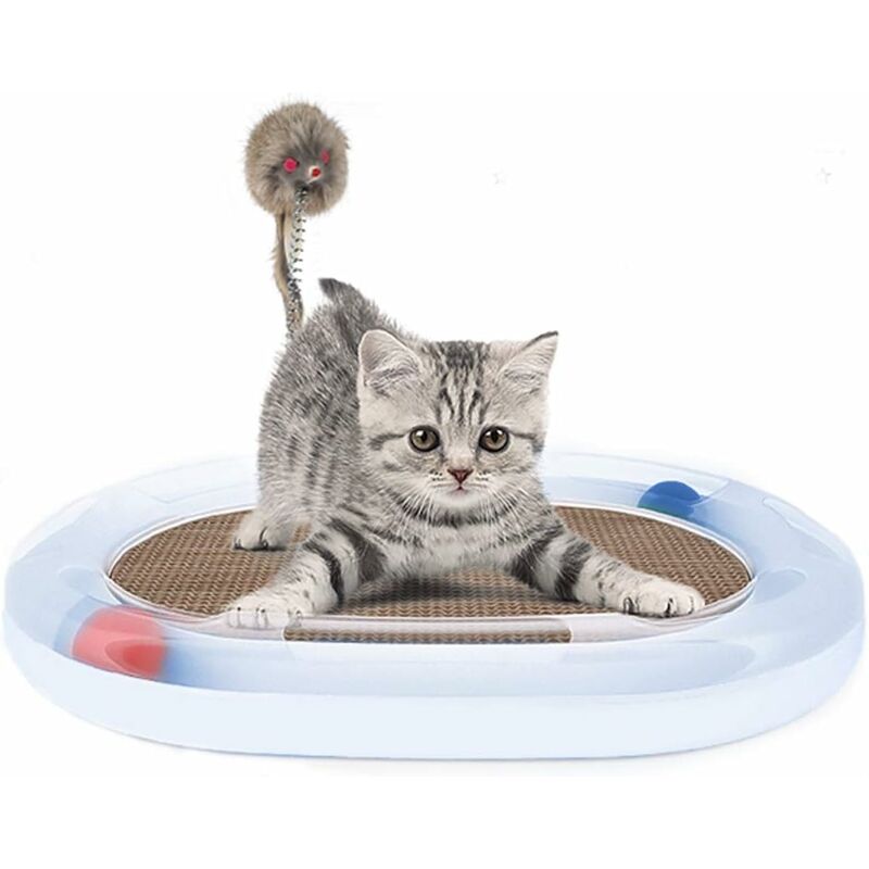 Jouet pour Chat Jouet de Chat griffoir en Carton Lounge avec Souris et Ressort violet - Aiducho