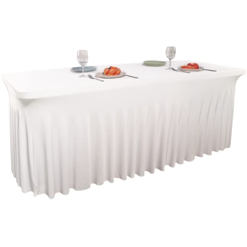 AIDUCHO Jupe de table extensible de 1.8 m pour tables rectangulaires avec dos ouvert, housse de table rectangulaire en élasthanne pour terrasse, AIDUCHO Jupe de table extensible de 1.8 m pour tables rectangulaires avec dos ouvert, housse de table rectangulaire en élasthanne pour terrasse,
